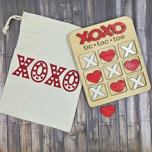 XOXO Valentine Tic Tac Toe Game, Hearts, X, Game, Family Activities, Laser Cut